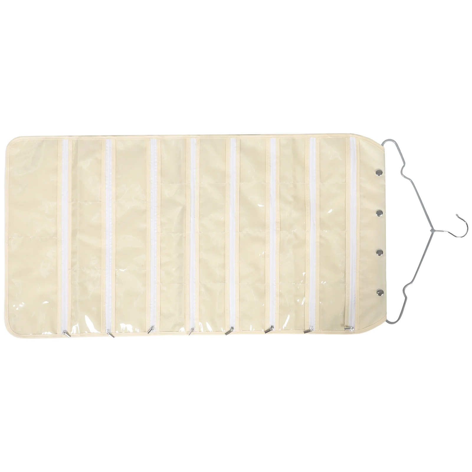 Hanging Jewelry Organizer Transparent Storage Bag Zippered Pockets Portable Travel Necklace Earring Bracelet Holder Home Closet