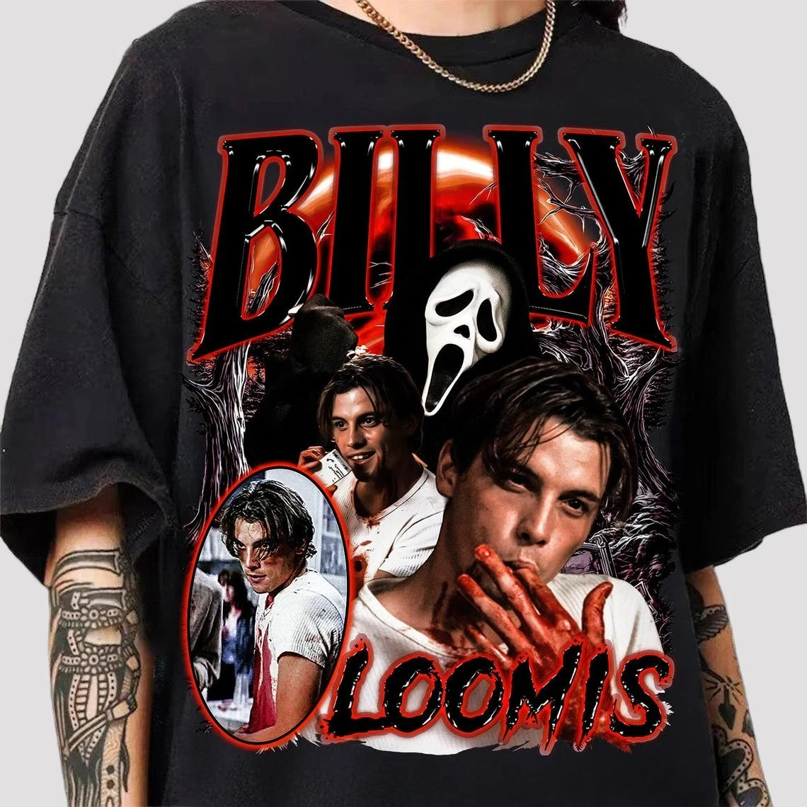 90s Retro Billy Loomis T-shirt - Horror Movie Fan T-shirt Concert Fan T-shirt Fan Gift T-shirt Versatile Casual Top