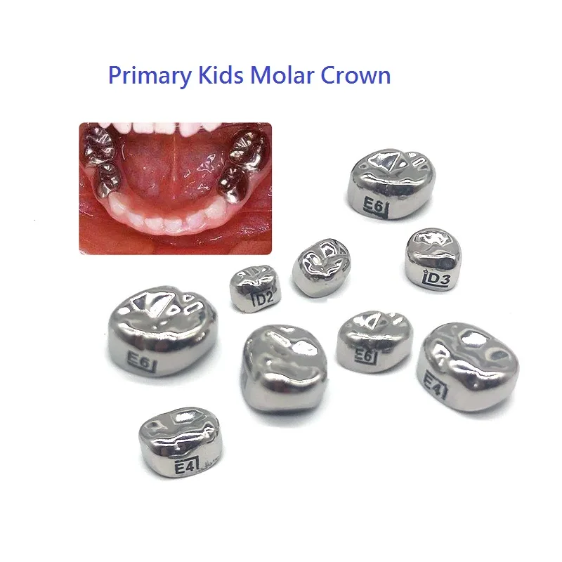 

48PC Dental Temporary Primary Molar Kids Crown 1st Molar Temporary Kids Teeth Crown Stainless Steel 2nd Molar Dental Teeth Crown