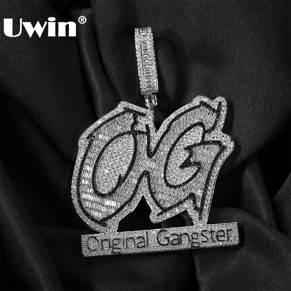 

UWIN Iced Out OG кулон ожерелья для Rappers хип-хоп ювелирные изделия черный, серебристый цвет кубический цирконий подвески для Прямая доставка
