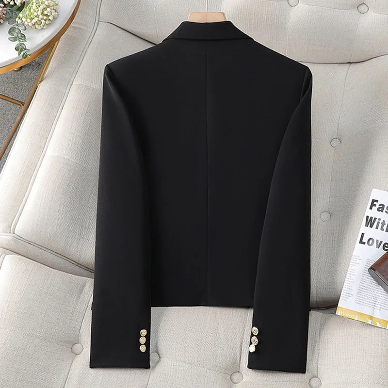 Spring Autumn Fashion Short Women Blazers Elegant Female Suits Jacket Tops Casual Solid Long Sleeve Office Lady Blazer Coat 4XL