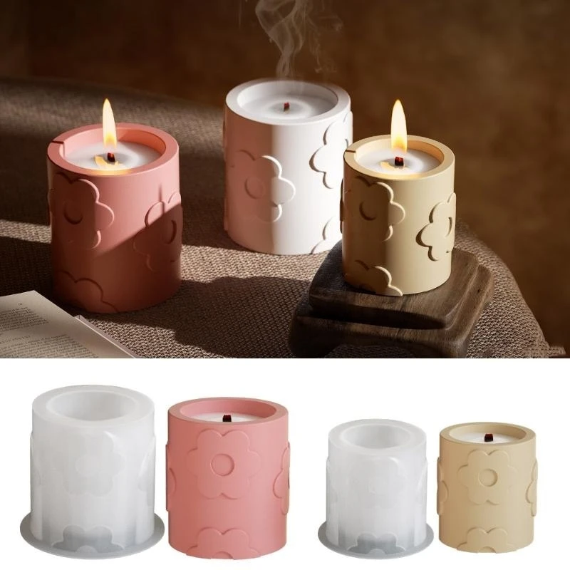 Cup Molds Flower Pattern Jewelry Making Tool Jar Mold Handmade Craft Supplies Silicone Texture for Candle