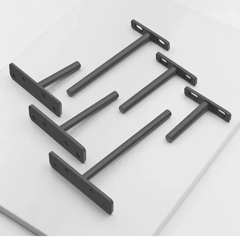 Soporte de estante flotante de acero sólido negro, soportes estante ciego, soportes ocultos para estantes flotantes madera 2 uds