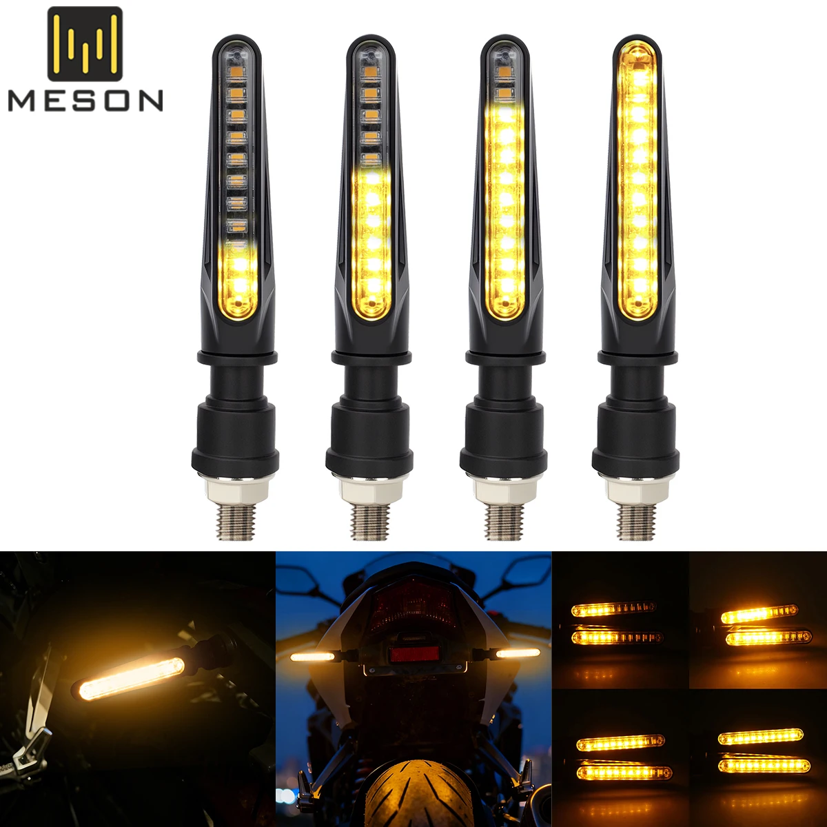 2PCS Motorcycle LED Turn Signal Light Universal DRL Amber Flowing Blinker Indicator Motorcycle Flashing Light Tail Lamp