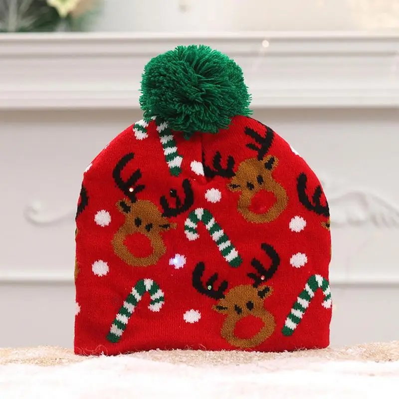 2023 Christmas Hat With Led Light Christmas Light Up Sweater Knitted Beanie Xmas Hat for Adults Kids Christmas Decor Supplies