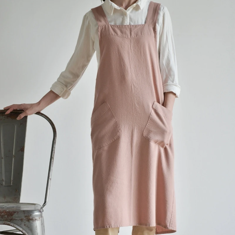 Cross-back Cotton Apron Home Kitchen Cooking Baking Crafting Workwear Cafe Baker Barista Restaurant Waitress Florist Uniform K52