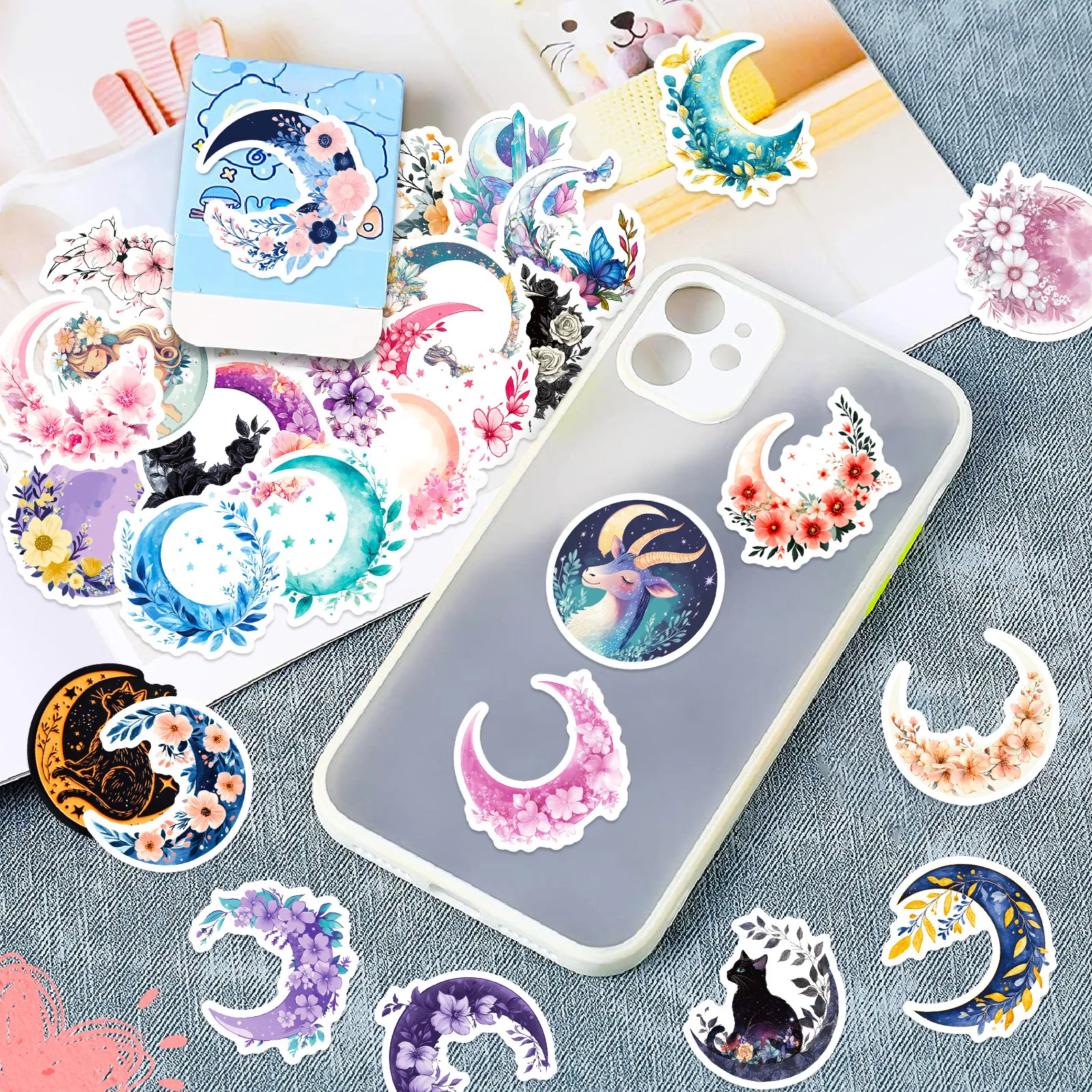 10/30/50PCS Cartoon Fantasy Flower Moon Graffiti Sticker Decoration Scrapbook Stationery Box Wardrobe Waterproof Decal Kids Toy