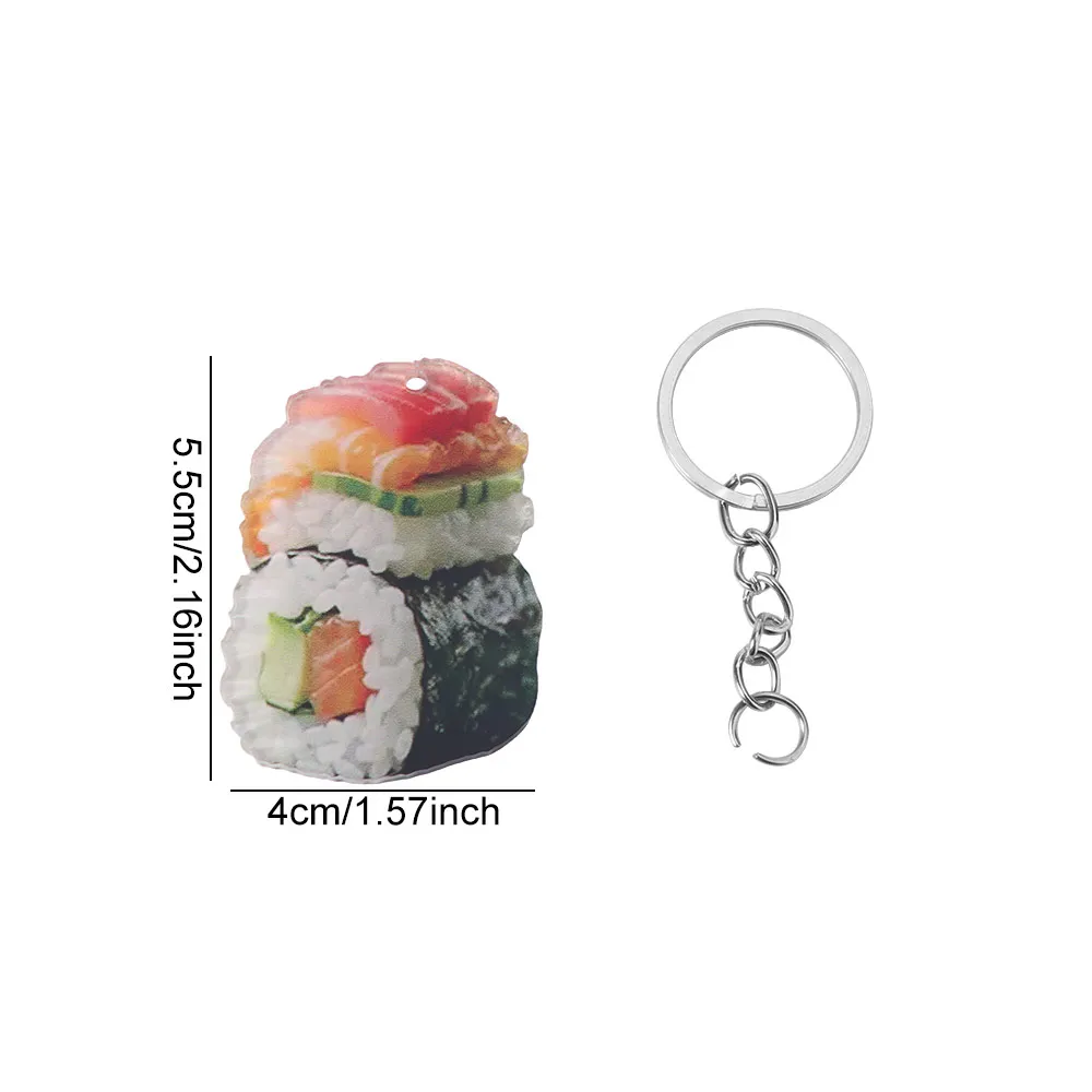 Creative Mini 2D Sushi Food Pendant Acrylic Decoration Sushi Keychain Funny Cute Hanging Ornament Gift