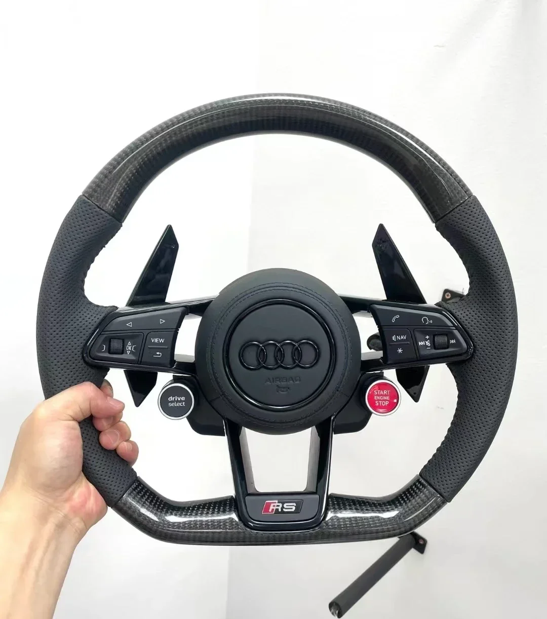 Factory wholesale -audi R8 full series carbon fiber steering wheel modification Flat-bottom steering wheel two/four-button