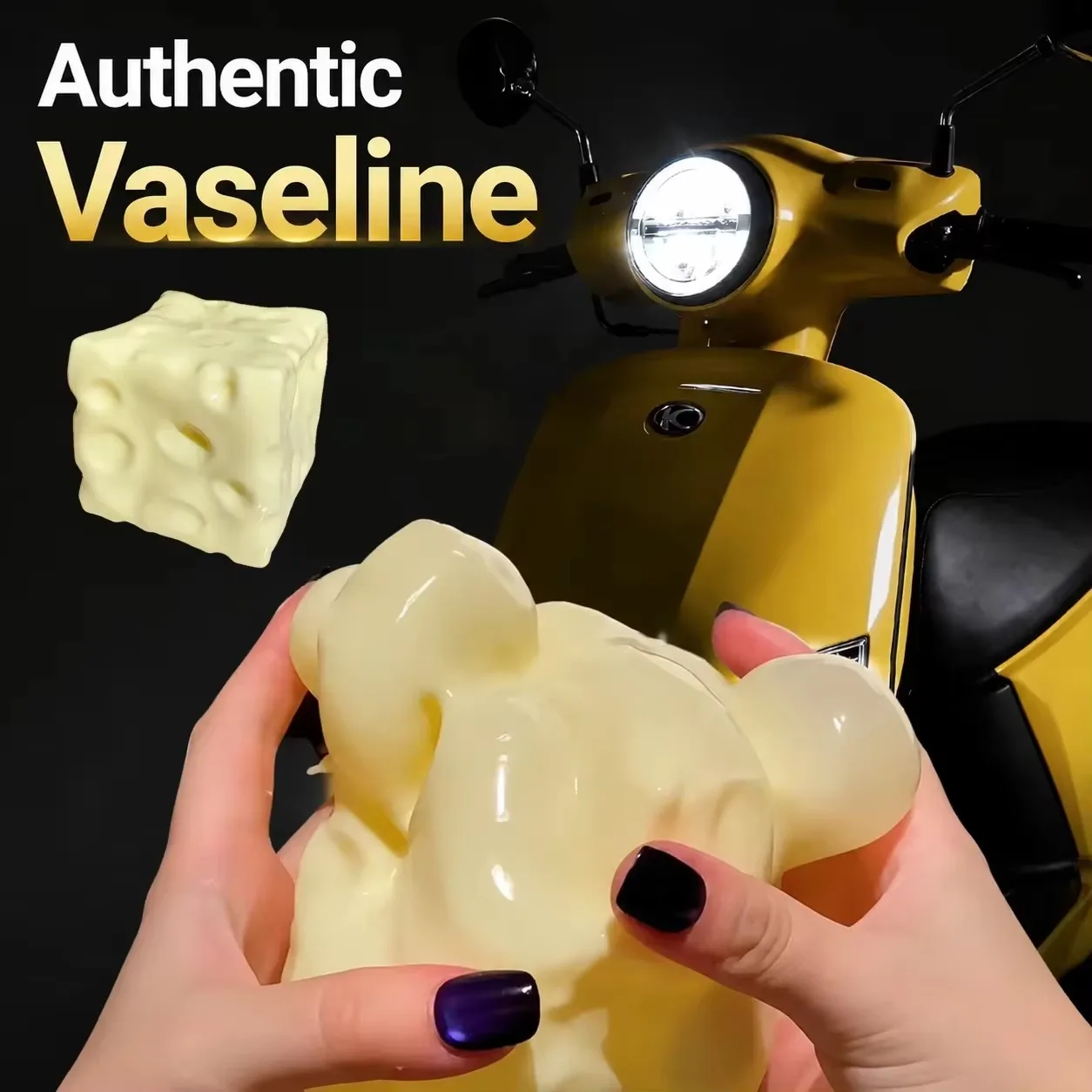 Authentic Vaseline Jumbo Cheese Cube Squishy Toy - Extra Large Soft Squeeze Fidget Ball for Stress Relief ASMR Slow Rising Motor