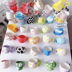Hand Painted Mug Flower Underglaze Tableware Ceramic Cups and Saucers Creative Coffee Cup Mug Bar Tableware Unique Gift