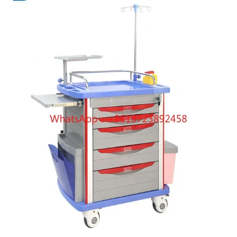 Medical Instrument Supply Crash Carts With Wheels Hospital Trolley Emergency