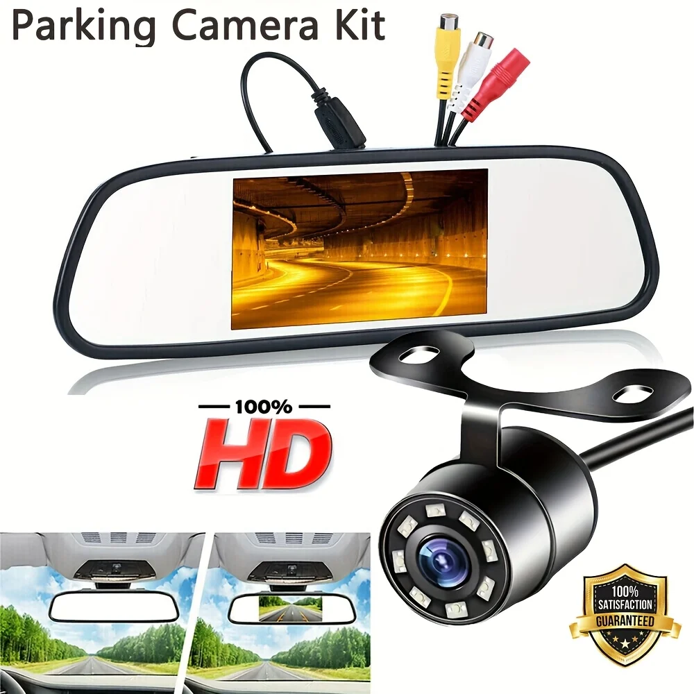 4.3-Inch Car Mirror Monitor Backup Camera Parking System, Suitable for Pickup Trucks, Minivans, Lorries,Enhancing Vehicle Safety
