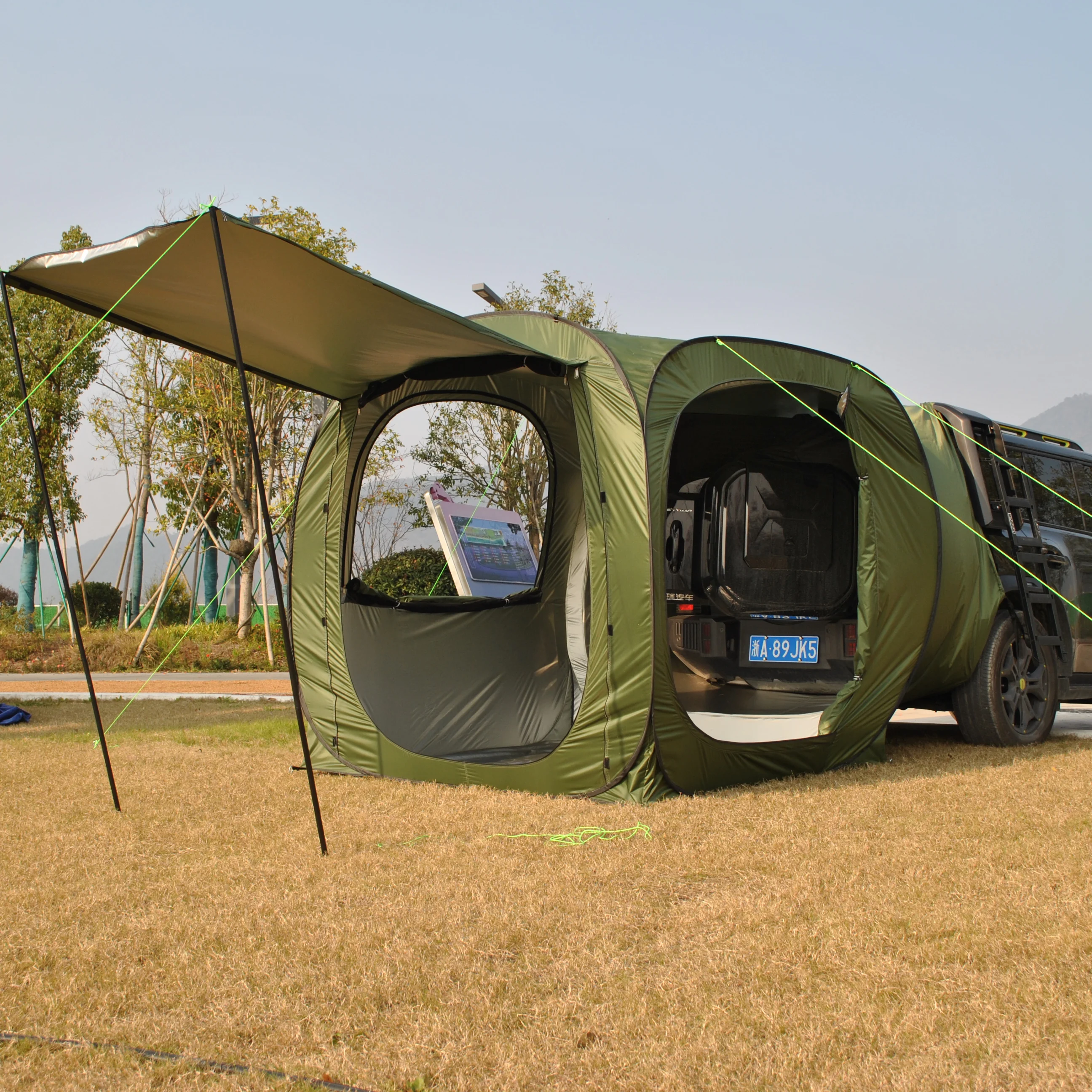 5-Person SUV Waterproof Automatic Car Tent with Pop Canopy for All Weather for Car Rear Trailer and Tailgate Use