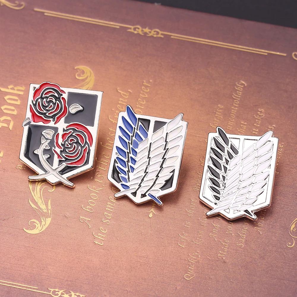 Pin esmaltado de Anime Attack ON Titan Eren Jaeger Mikasa Ackerman Jiyuu No Tsubasa, broche de dibujos animados, insignia para solapa, regalos