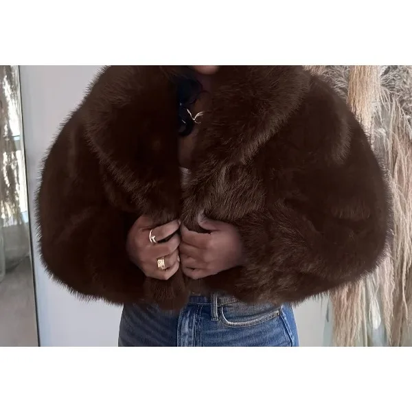 Short Coat for Women New 2025 Autumn Winter Large Jacket Overcoat Turn Down Collar Pockets Thick Coat Warm Jackets Maxi Overcoat