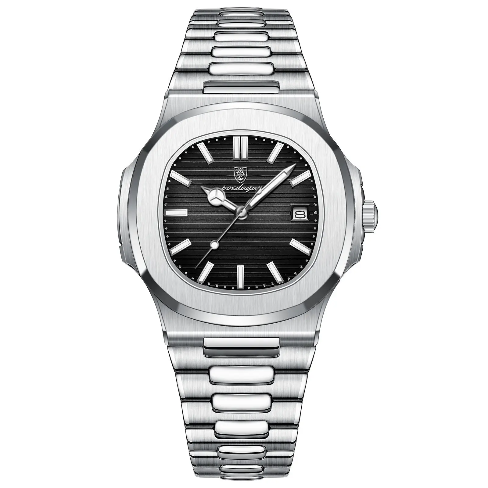 

2023 New POEDAGAR 613 Watch Business Waterproof Male Clock Luminous Date Stainless Steel Square Quartz Men Watch