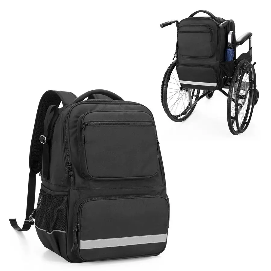 

Wheelchair Backpack, Wheelchair Bag for Back of Chair, Wheel Chair Basket to Hang on Back with Thermal Insulation Pocket, Electr
