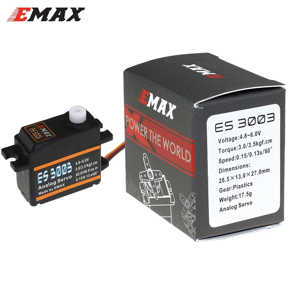 EMAX ES3003 17g 4.8V-6.0V Metal Gear Analog Servo Compatible With Futaba JR For RC Fixed Wing Airplane Helicopter Accessories