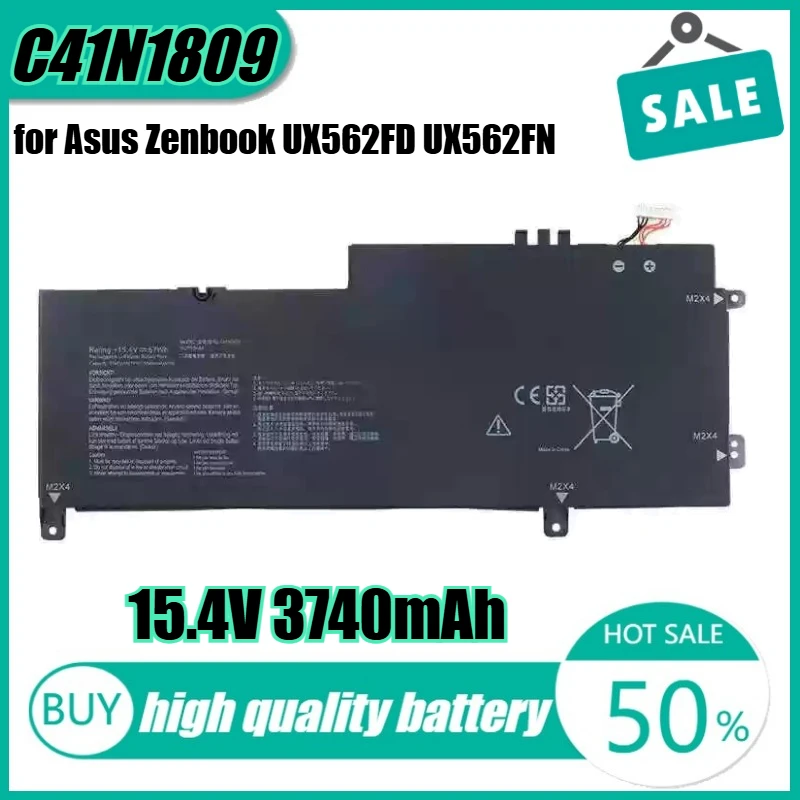 

C41N1809 15.4V 57Wh 3740mAh Laptop Battery for Asus Zenbook UX562FD UX562FN Q536FD Q536F 0B200-03070000 4ICP7/54/64 UX562FN