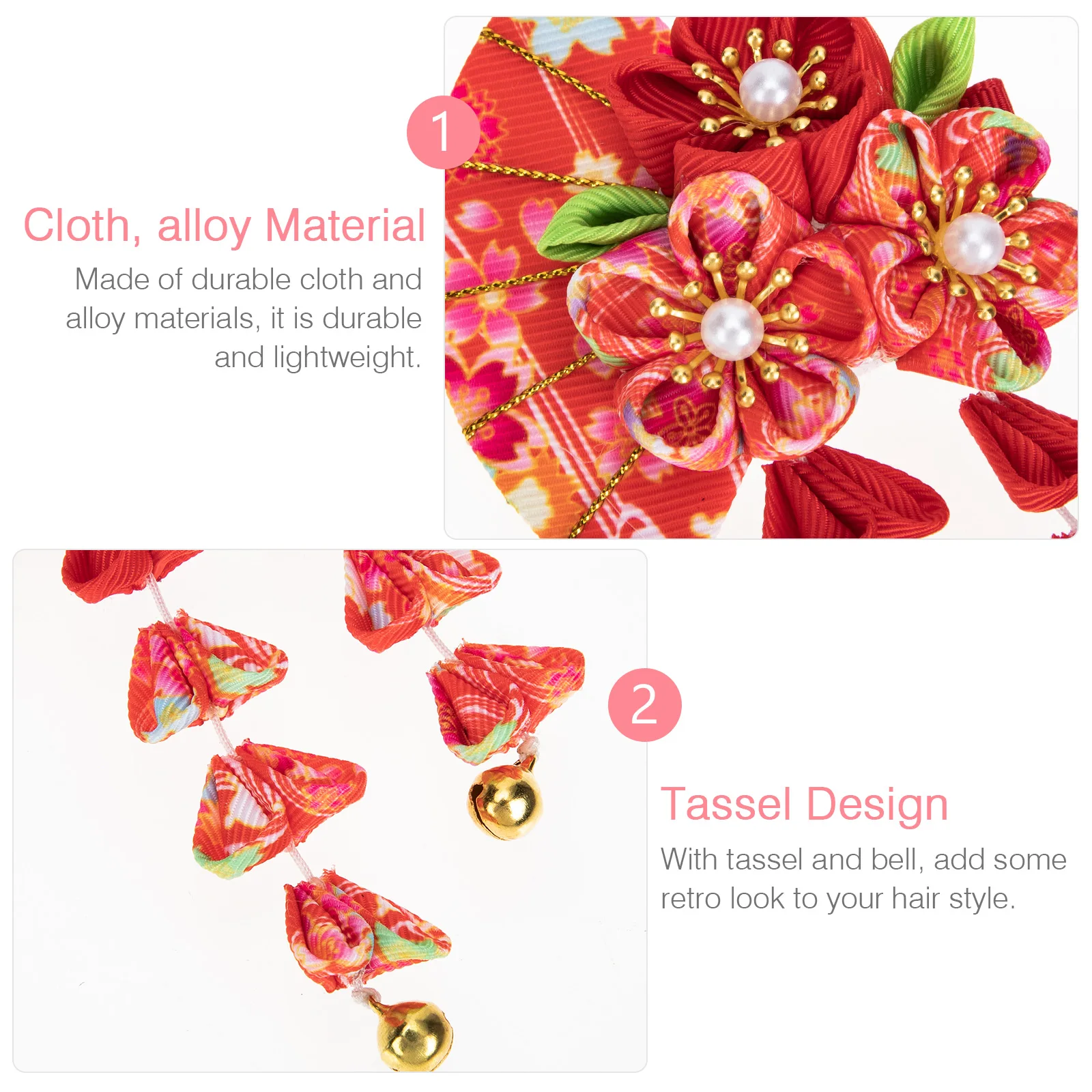 

Tassel Bell Hair Accessories Cloth Alloy Lightweight Wedding Party Festival Japanese Style Hair Decorations Pins