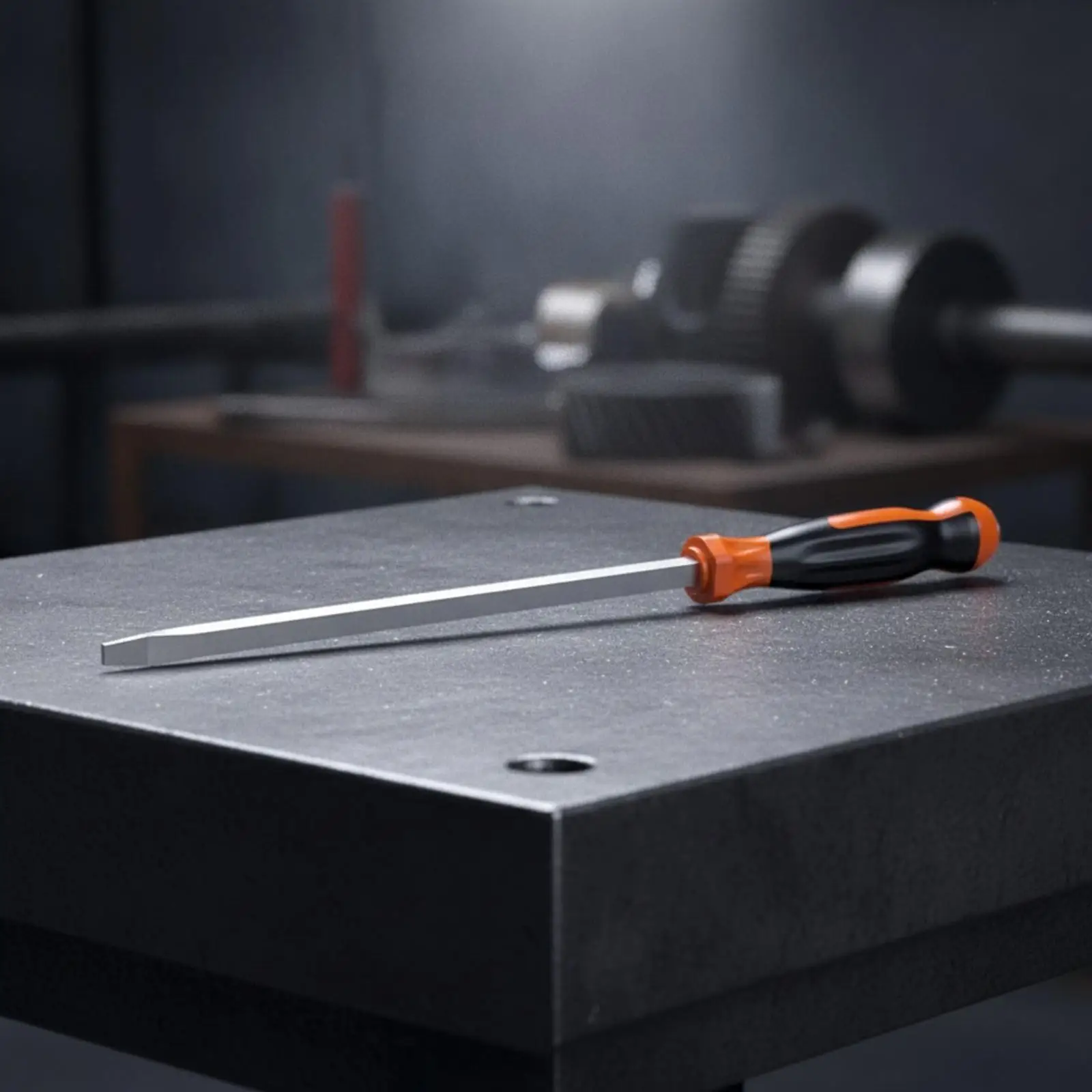 Heavy Duty Long Reach Slotted Screwdriver Carbon Steel Flat Tip for Stubborn Fasteners and Levering Components