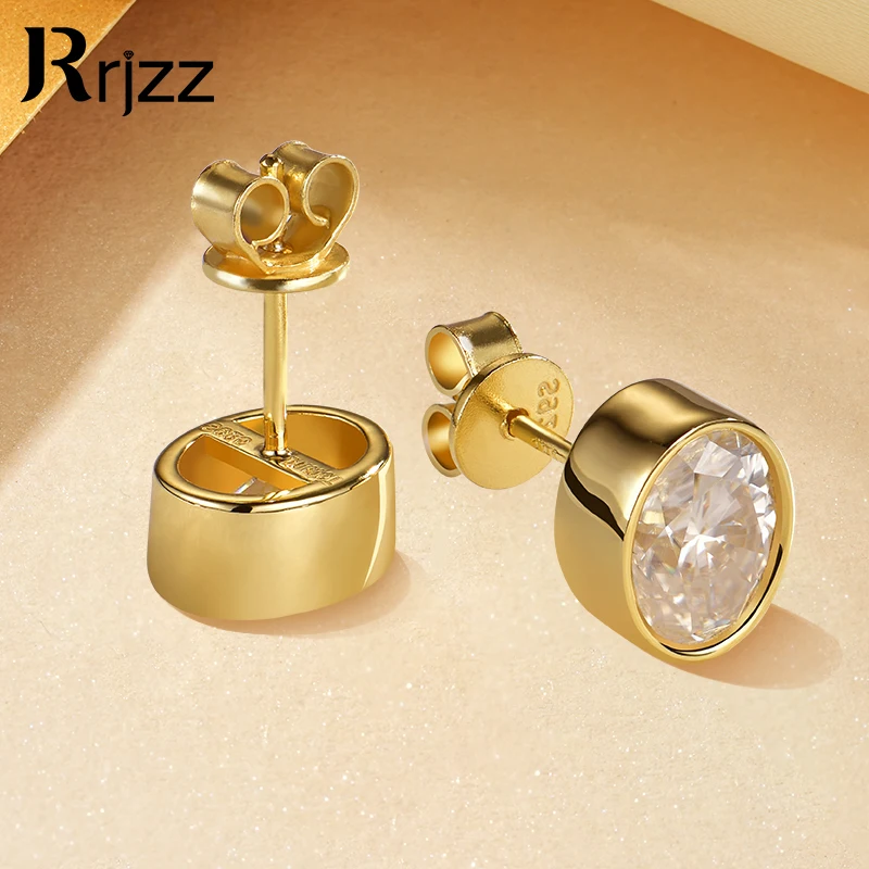 

Rrjzz Oval Cut Solitaire D 1.5CT Moissanite Earrings S925 Sterling Silver Women Engagement Bridal Stud Ear for Wedding Jewelry