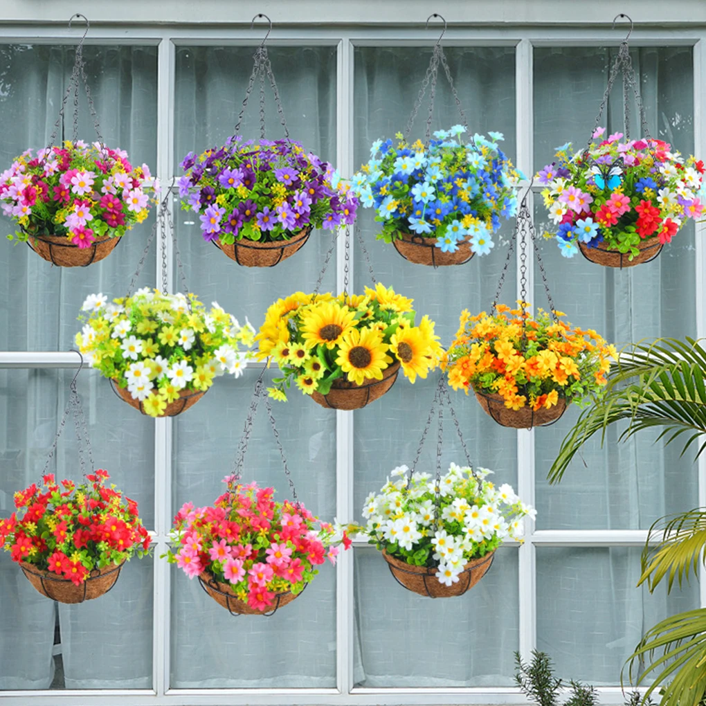 Stylish Flowerpot With Realistic Appearance For Garden Affordable Price Hanging Baskets Artificial Flowers Easy To Clean