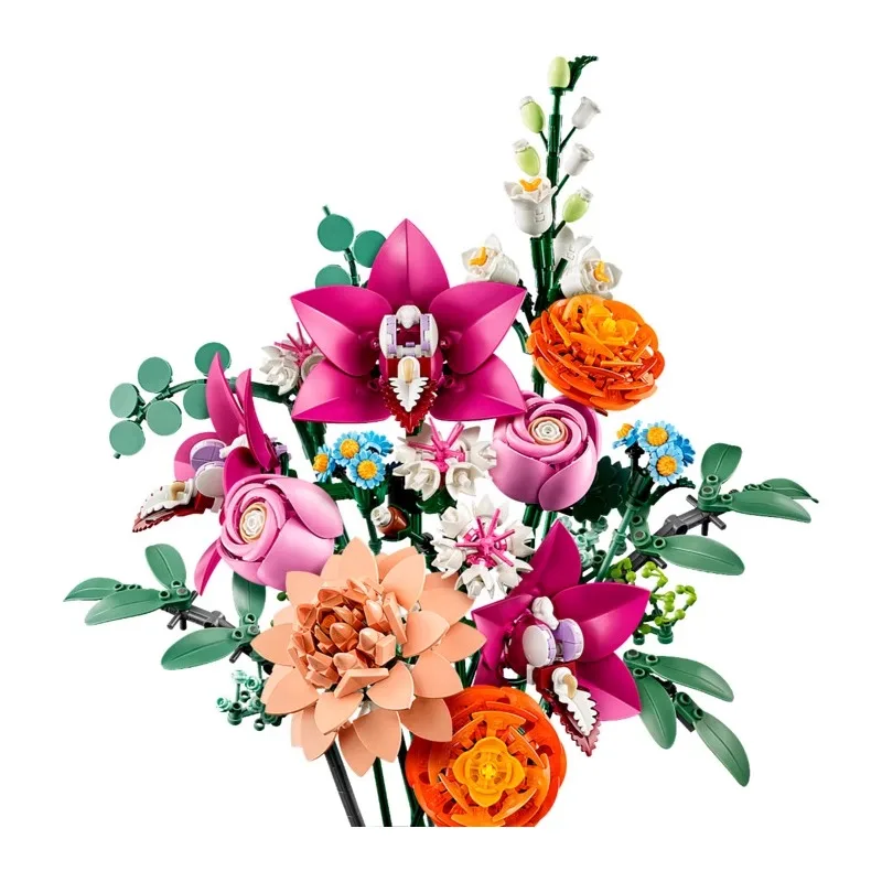 

Romantic beautiful pink flowers bouquet building block set 10342 compatible particles suitable for Christmas gifts