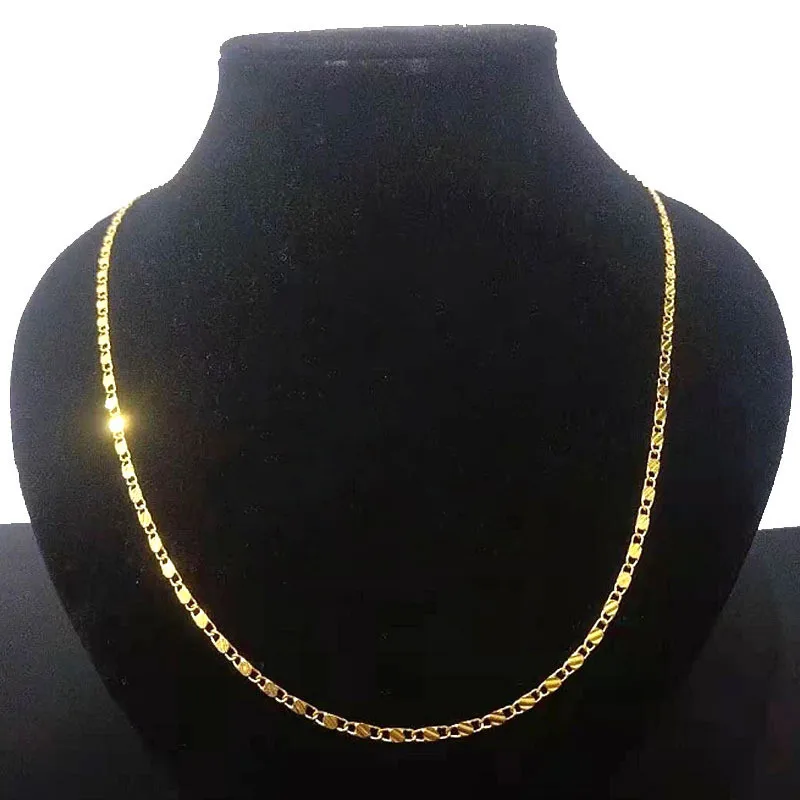 

Exquisite Fashion 2MM 18K Gold Necklace Women Men Size 16-30 Inch Jewelry Chain Gift