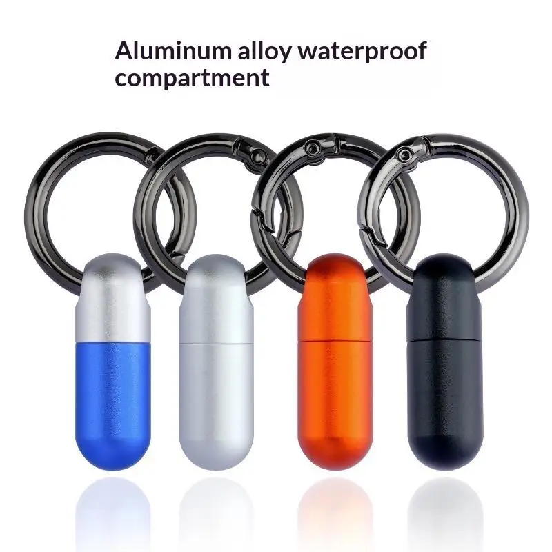 Aluminum Alloy Waterproof Bunker Portable Small Pill Box Sealed Keyring Mini Carry-on First Aid Pill Bottle