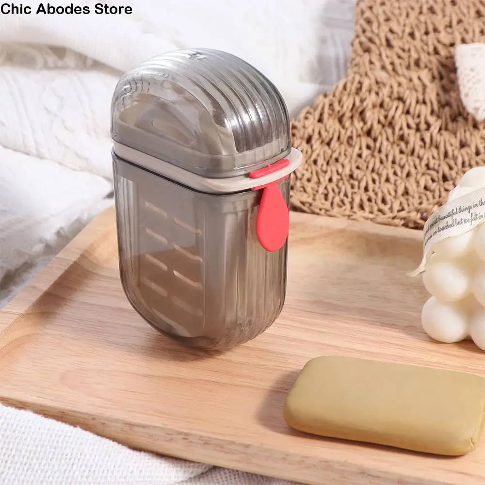 

Creative Portable Soap Dish Sealed Transparent Travel Soap Box Brown with Lid Soap Case Home