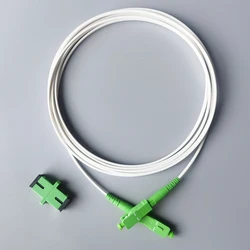 Cable de conexión de fibra óptica para interiores, Cable de extensión FTTH SC/APC-SC/APC, chaqueta blanca, modo único, 3M