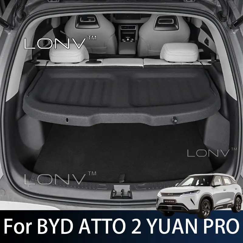 For BYD ATTO 2 YUAN PRO DMI EV 2026 2027 2025 Rear Parcel Shelf Load Cover Trunk Partition Storage Board Baffle Body Kits