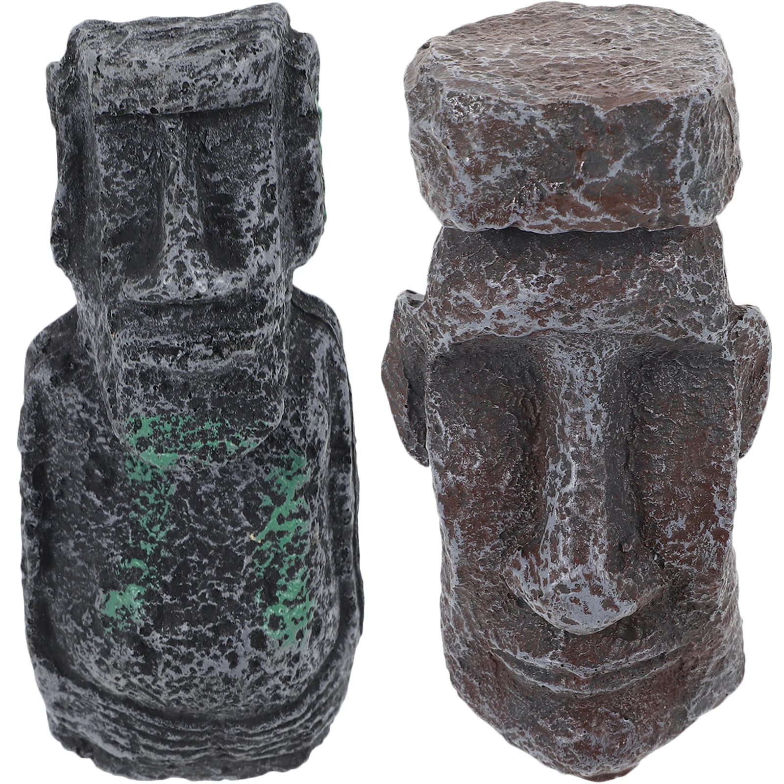 

2pcs Mini Statue Small Resin Moai Figurine Home Decor Desktop Bonsai Sand Table Ornament Diverse Color Realistic