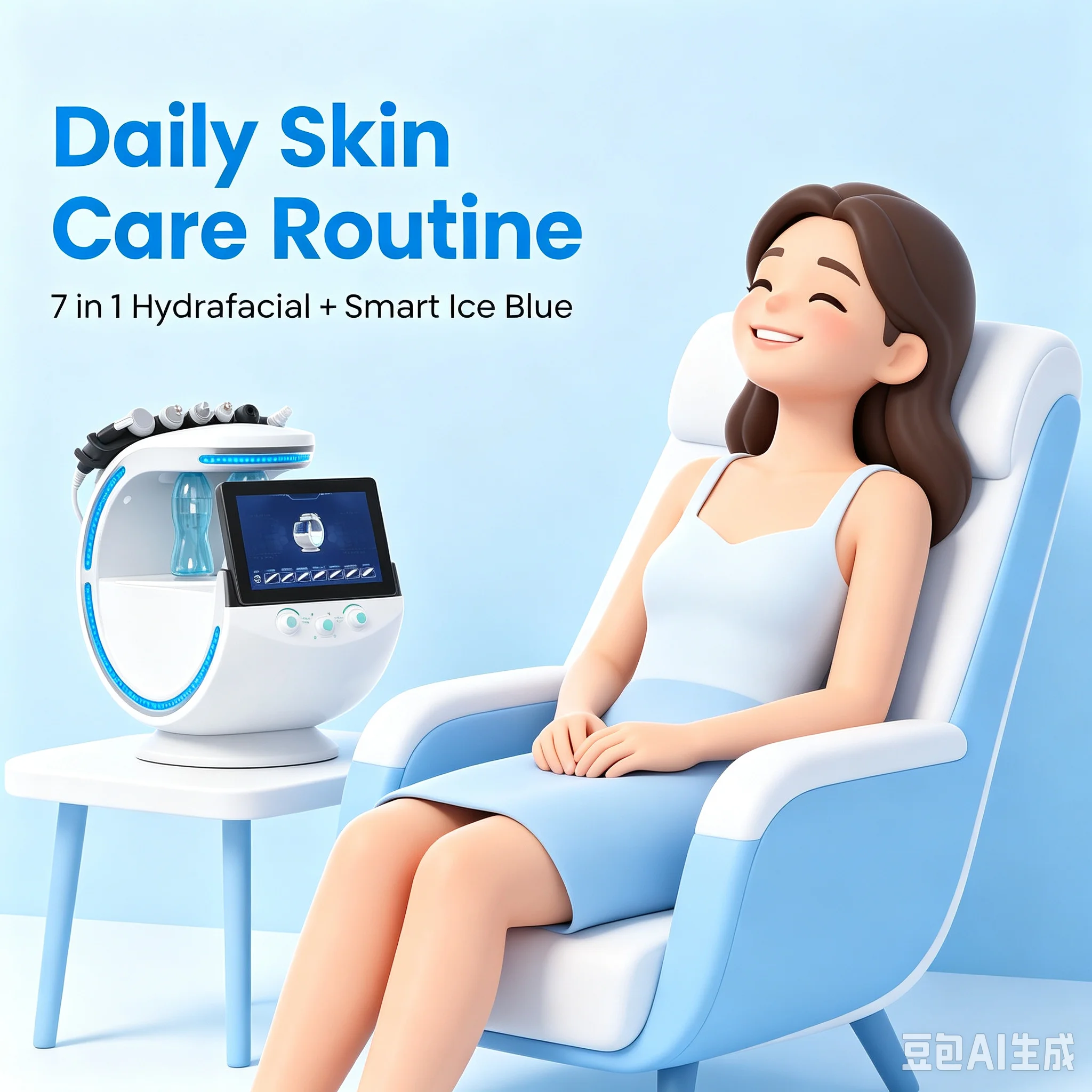 NEW MYOSLIM Smart Ice Blue 7in1 Hydrafacia Skin Analyzer Facial Deep Cleansing RF Ultrasonic Beauty Machine Spa Salon Use