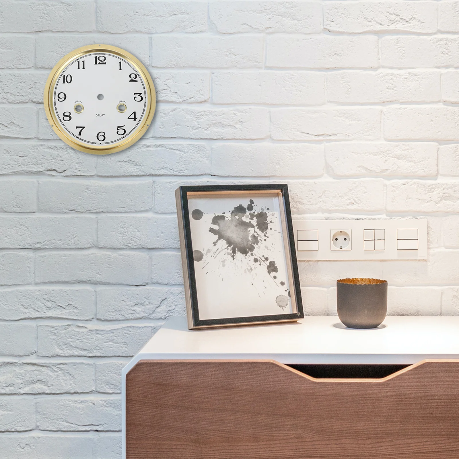 

Zinc Alloy Clock Dial Arabic Numeral Round Clock Face Replacement Insert DIY Kit for Wall Clocks Living Room Kitchen Decor