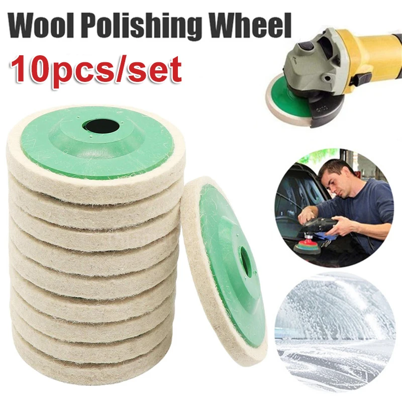 

10PCS Wool Polishing Wheel 4 Inch Felt Buffing Pads Set for 100mm Angle Grinder Wheel Polisher