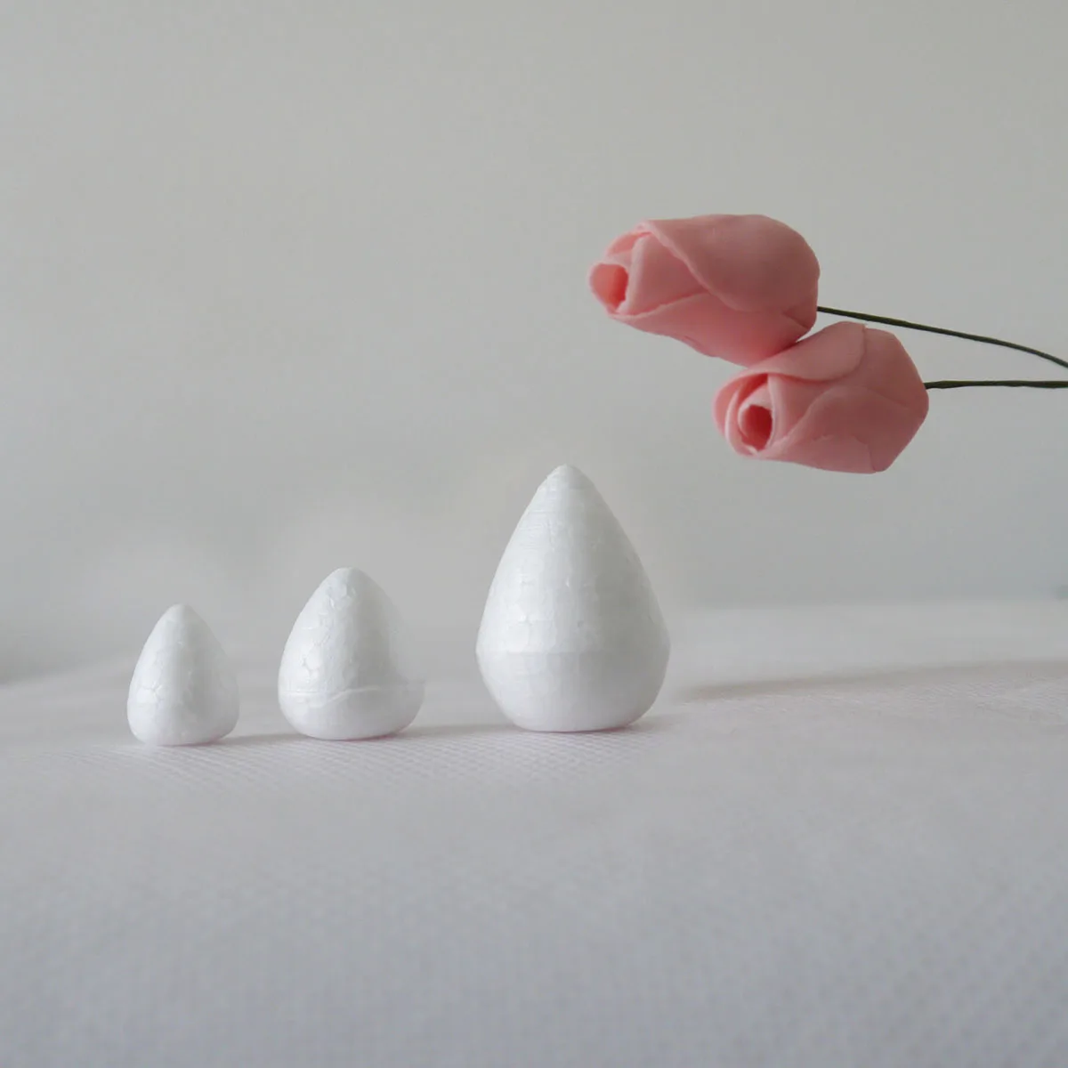 Simulation Rose Bud Foam, 3 Models, Large, Medium, and Small, 30Pcs