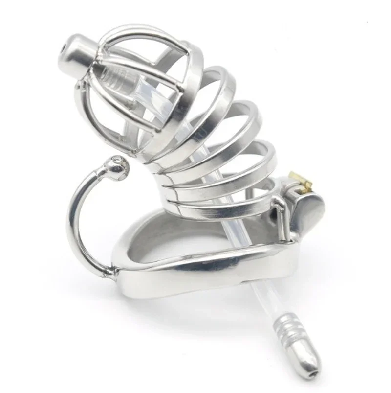 Male Stainless Steel Chastity Cage Device CBT Slave Gay Cage Ring Chastity Belt Metal Chastity Cage with Base Arc Ring Sexy Toys