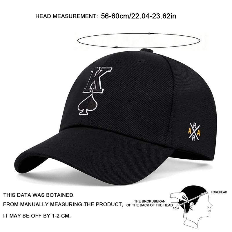 Fashion Poker K Letter Embroidery Hip-hop Hats Outdoor Adjustable Casual Baseball Caps Sunscreen Hat image 6