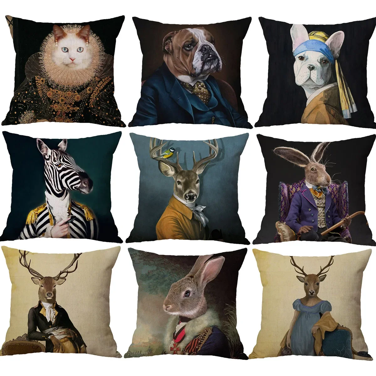 Nordic Fashion Animal Cartoon Printing Poszewka na poduszkę Sofa Dekoracja Poszewka na poduszkę Sypialnia Poszewki na poduszki 40x40cm