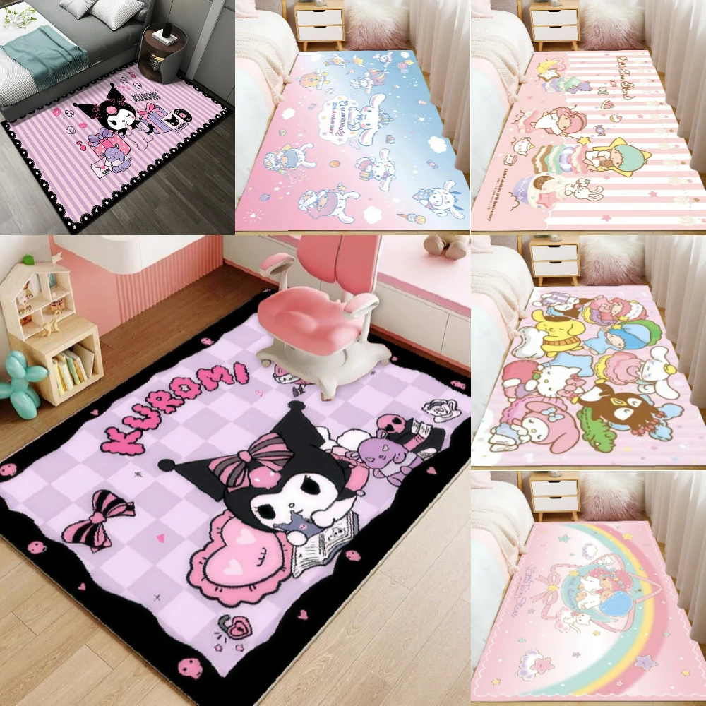 

Мягкий ковер на тему MINISO Kuromi, стильный прикроватный коврик, ковер для гостиной, модный подарок для девочек, домашний декор, фанаты Sanrio, Рождественский подарок