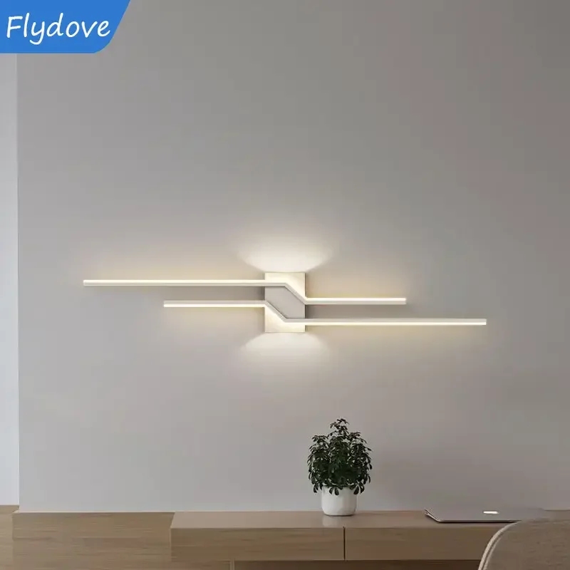Nordic Modern Long Strip LED Wall Lamp Living Room Bedroom Bedside Aisle Kitchen Background Light Home Decor Indoor Lighting