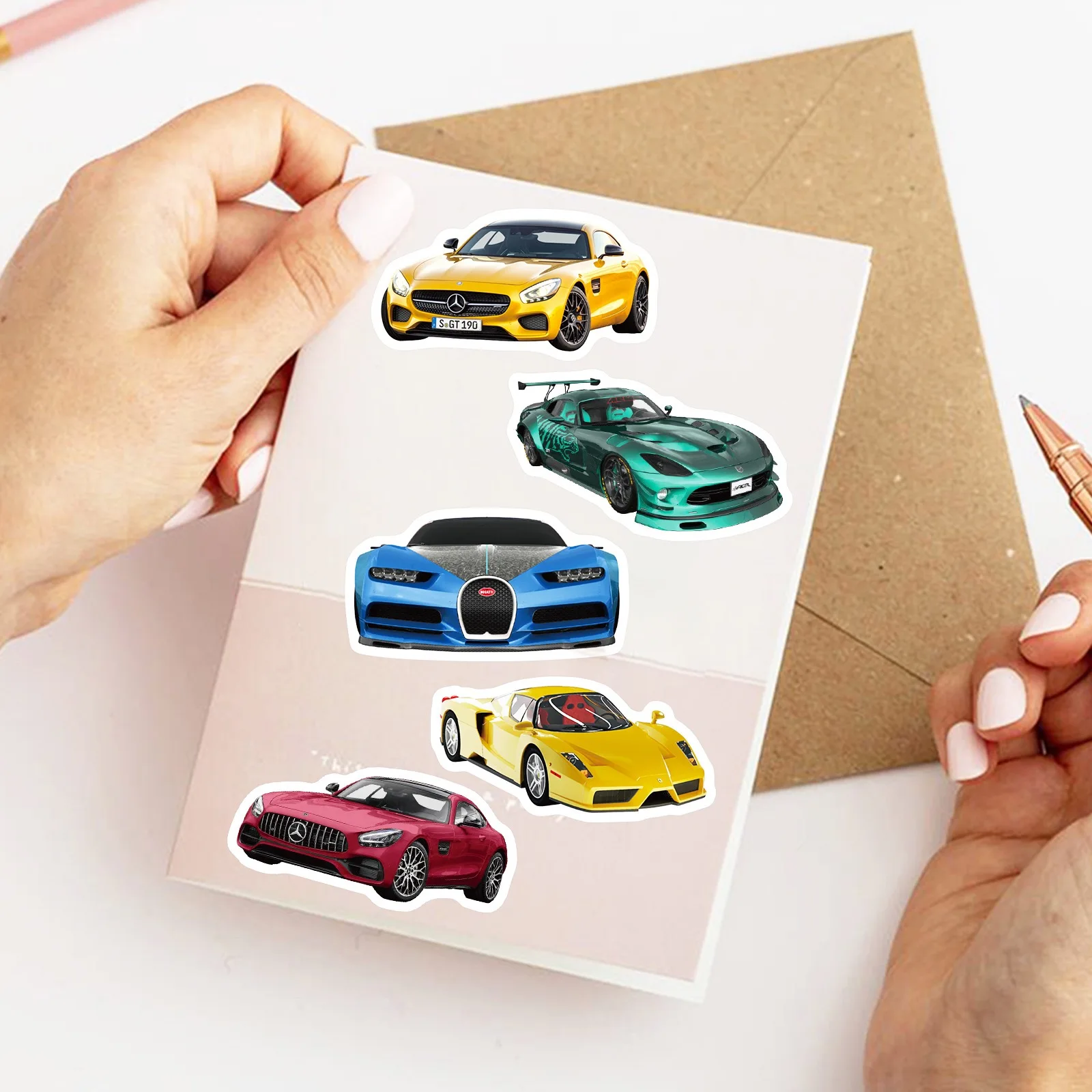 Carros esportivos adesivos, 10/30/50pcs