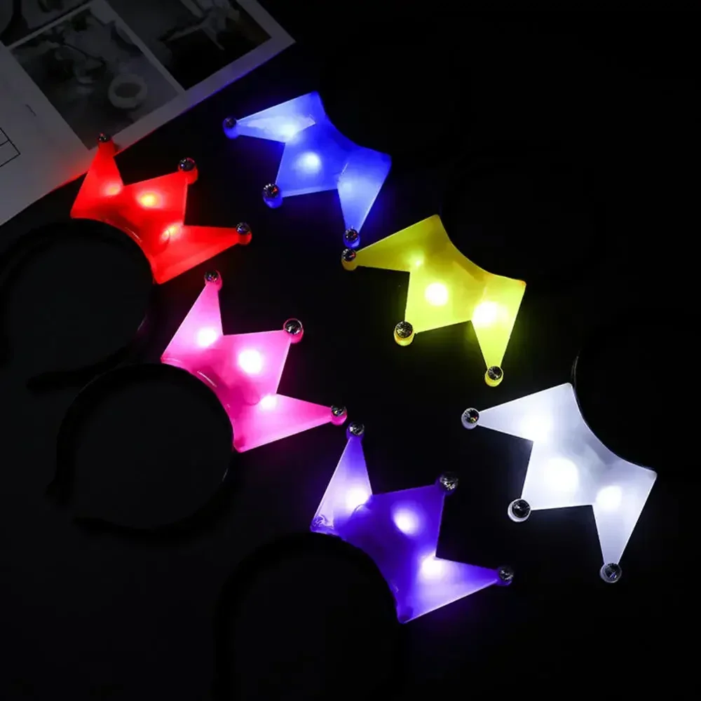 1Pcs Light Up LED Crown Headbands Princess Crowns Hair Hoop Tiaras Flashing Hairband Birthday Wedding Party Supplies