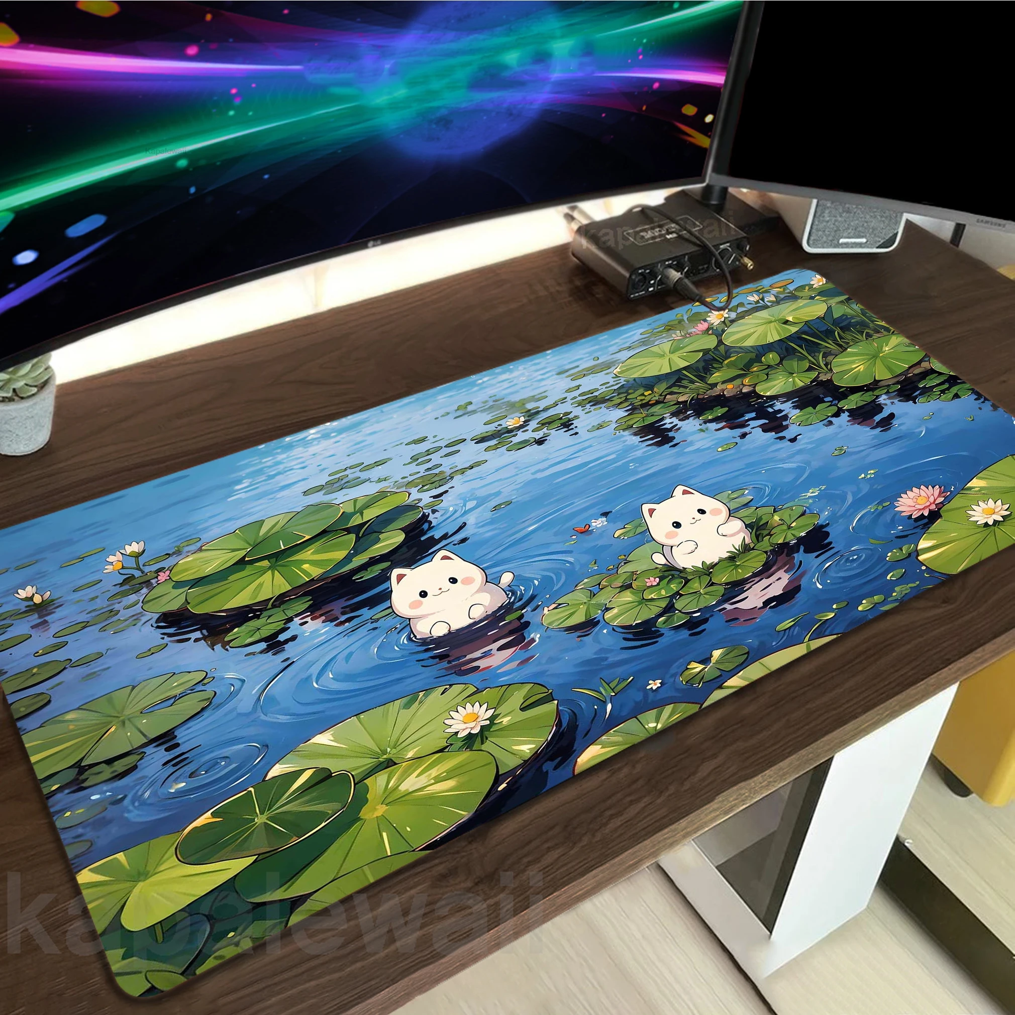 

Kawaii Cat Mouse Pad Anti-slip Gamer Mousepad Notebook Office Accessories For Desk Mat Locking Edge Game Keyboard Pads 800x300mm