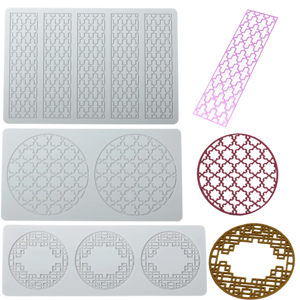 Chinese Lattice Window Grille Silicone Mold Chocolate Crisp Molecular Gastronomy Plating French Pastry Baking Tool