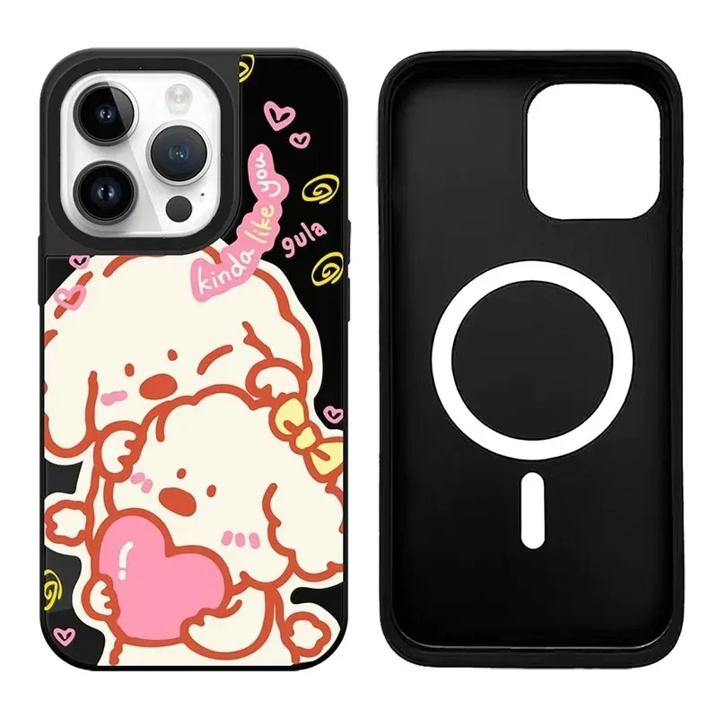 

Bottle Cute Dog iPhone 11 12 13 14 15 Pro Max Mirror Surface MagSafe Case Cover Shell