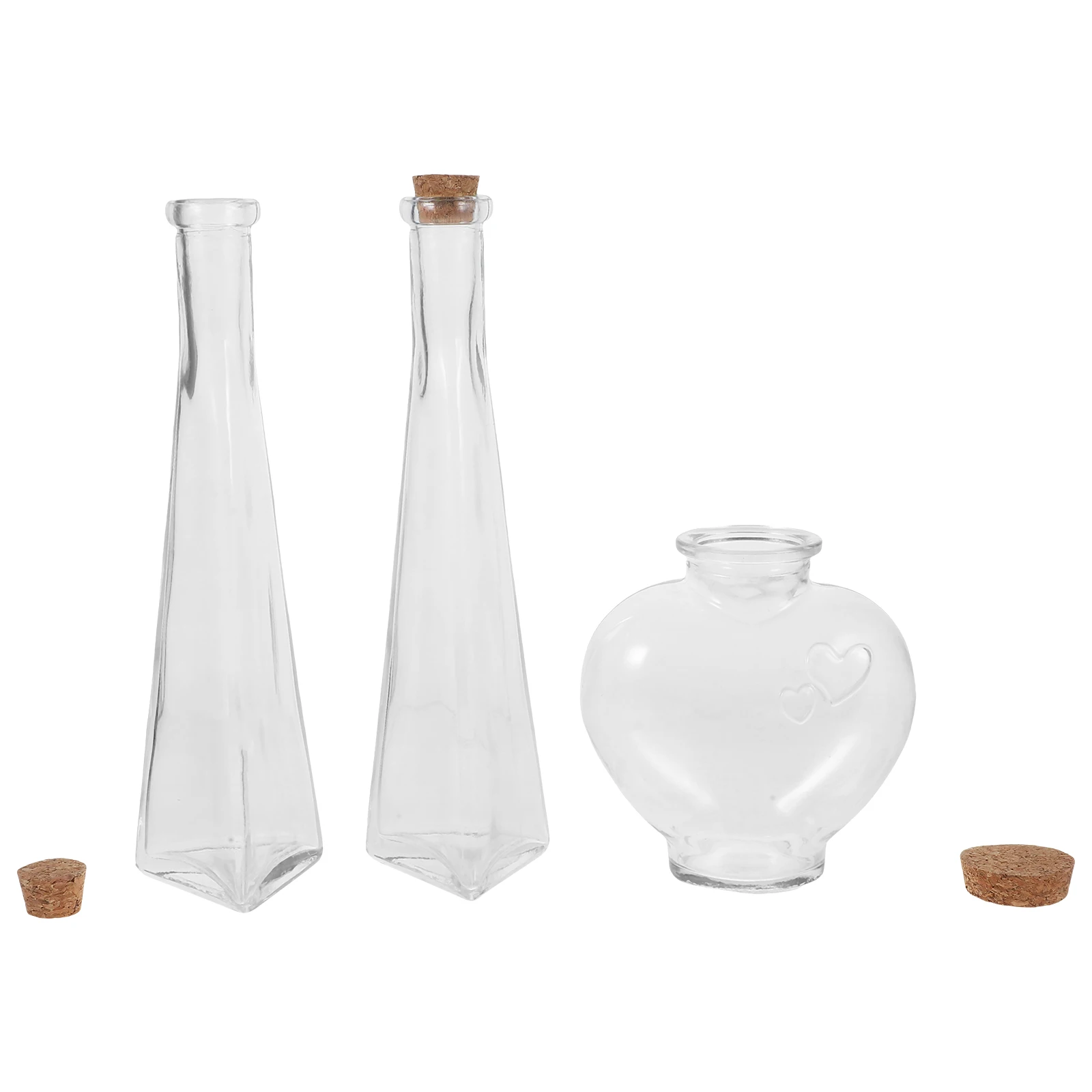 

3 Pcs Ceremony Bottle Set Wedding Sand Bottles Decorative Glass Jar for Heart Jars